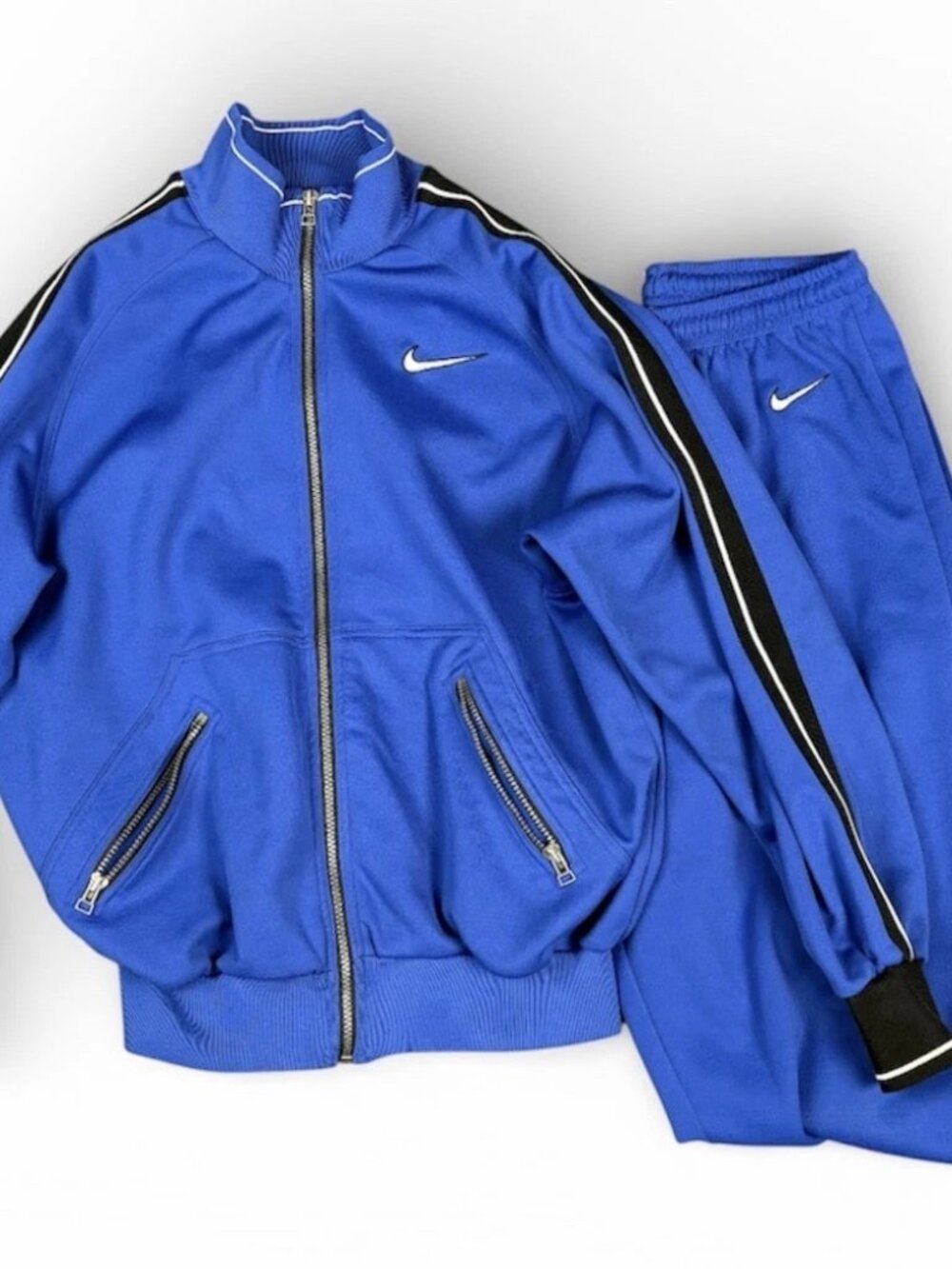 Vintage Nike 90's Nylon TrackSuit Pants Jacket Swoosh Logo Very Rare Penny Royal